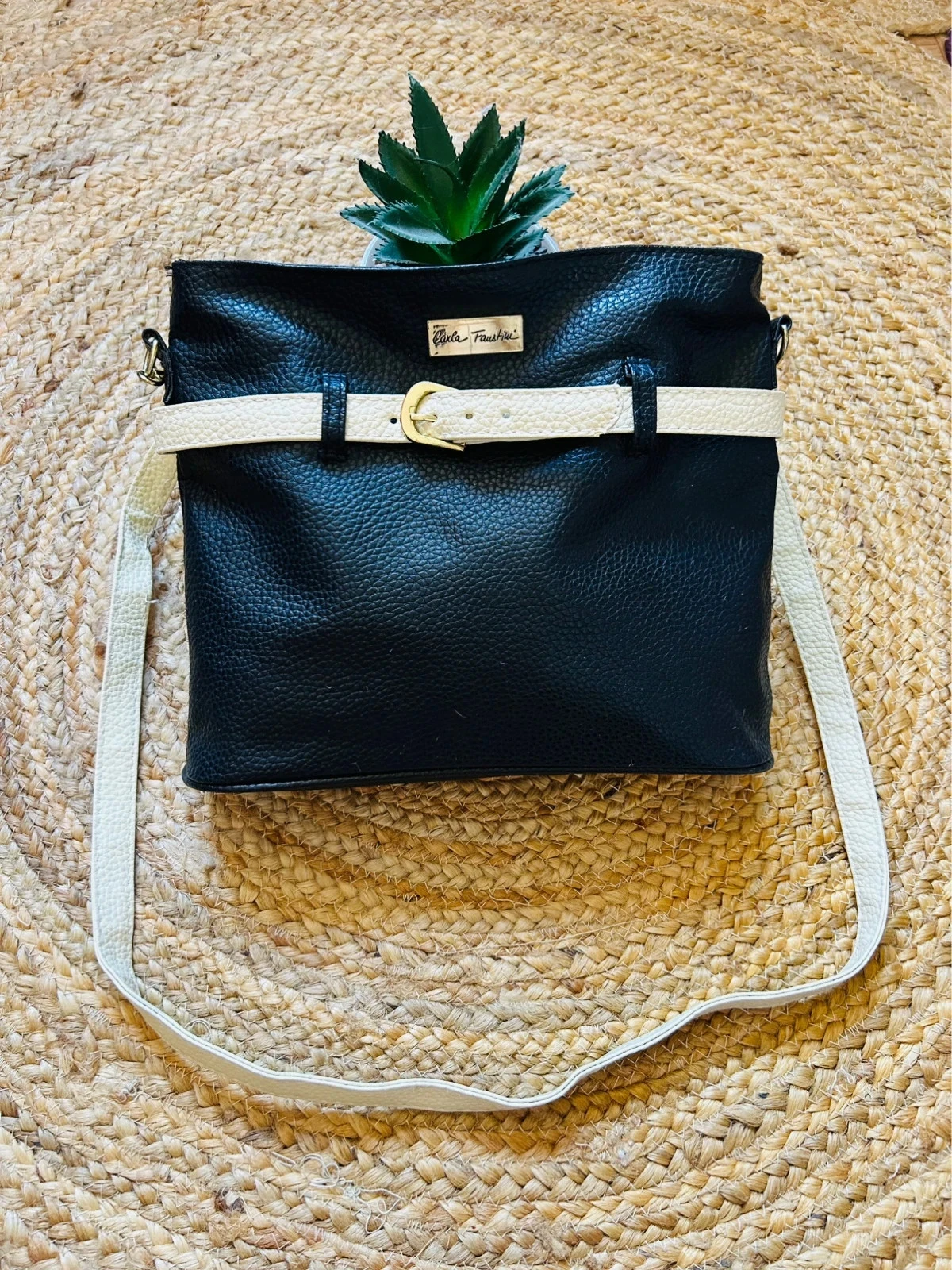 👜🌿Sac à bandoulière vintage 90s bohème marin Coastal boho navy & white crossbody bag🌿👜